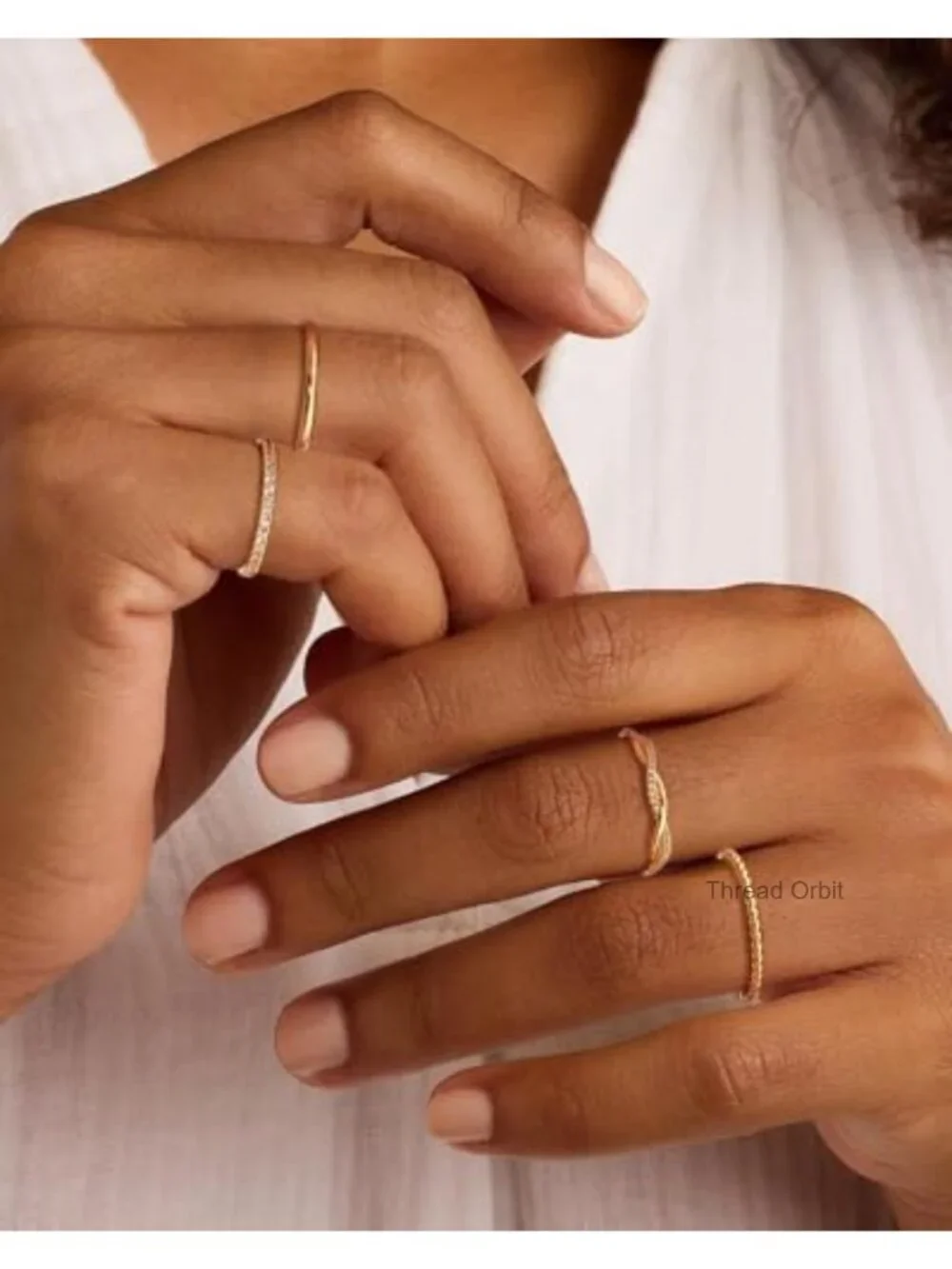 Gold Stackable Rings for Women Non Tarnish, 14K Gold Plated Stacking Thin Ring
